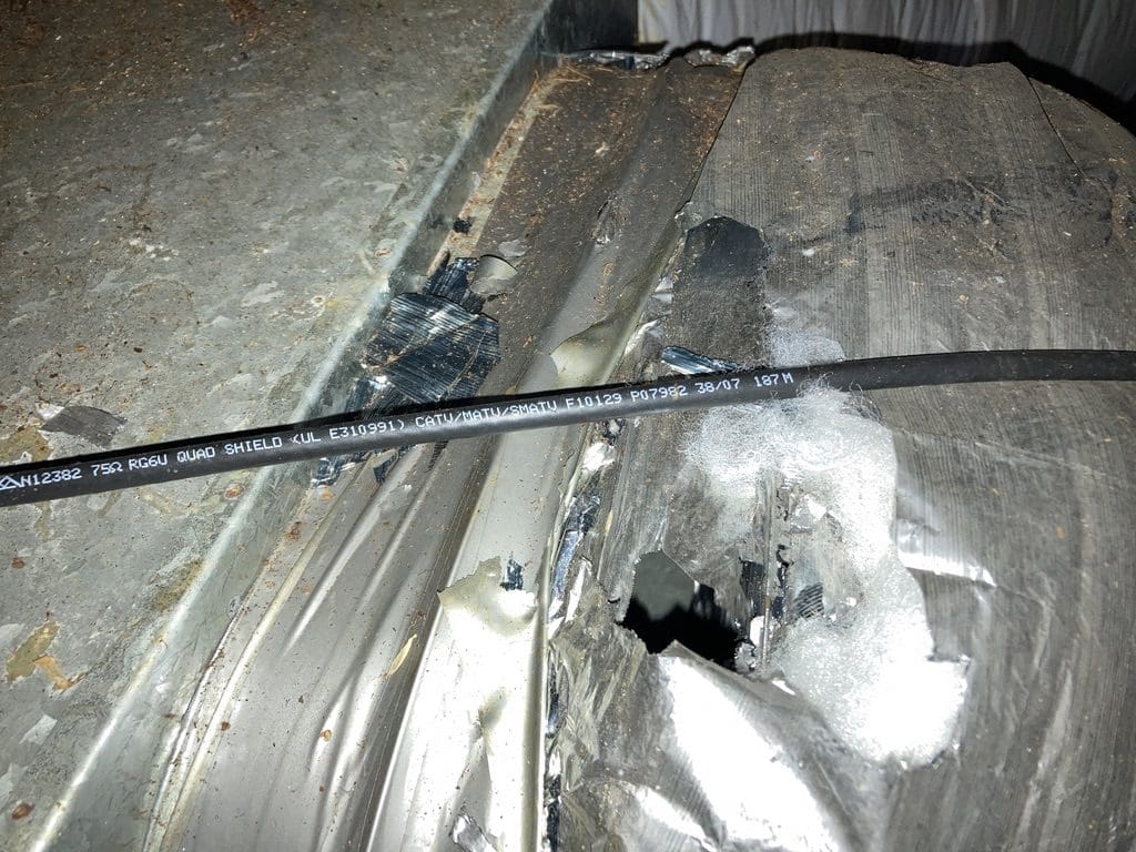 Hole in Air conditioning ducting made by Rats in a home in Picton Near Camden