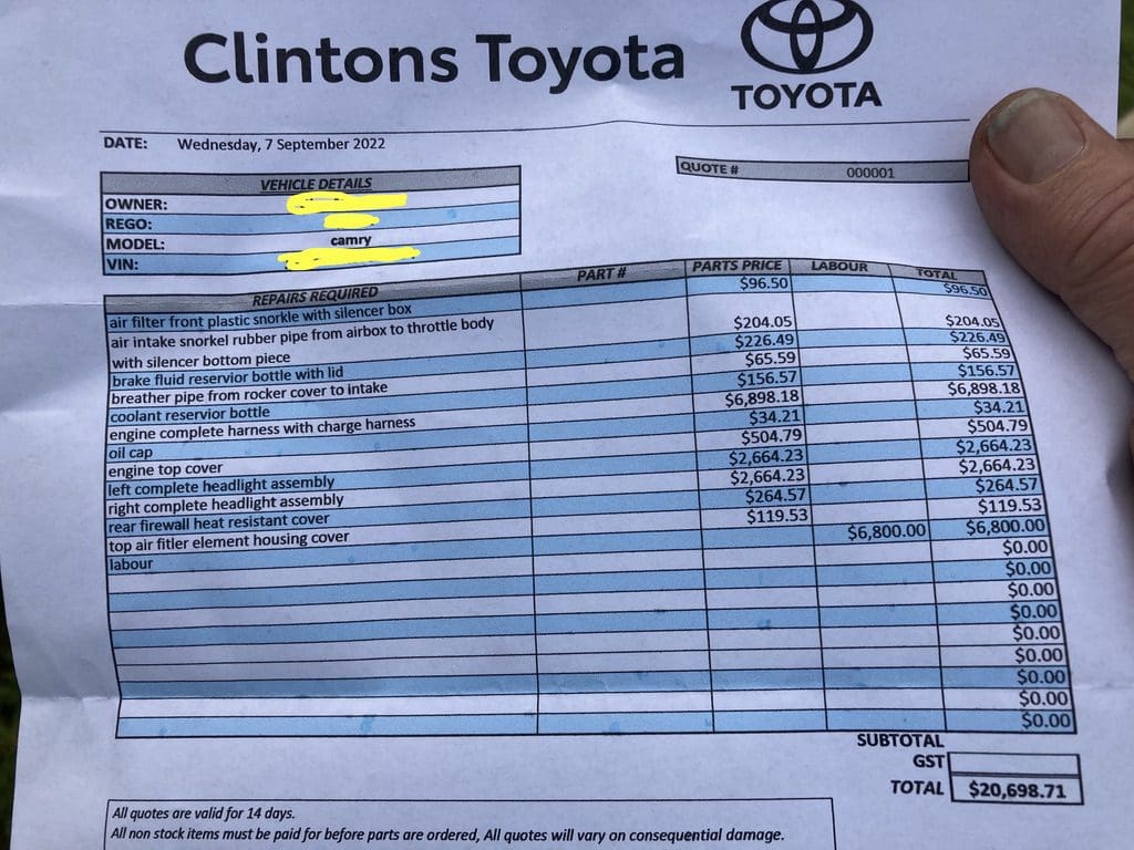 The most expensive Damage bill from Rats in a car